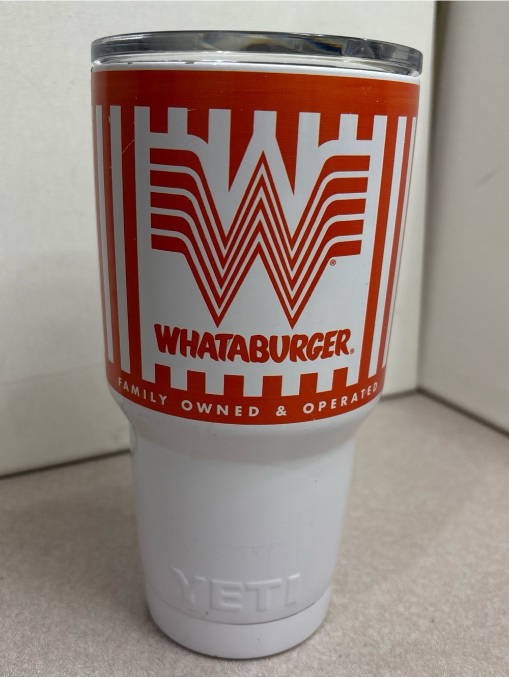 YETI Rambler 30 oz Tumbler Whataburger Edition White Orange Stainless Steel Mug